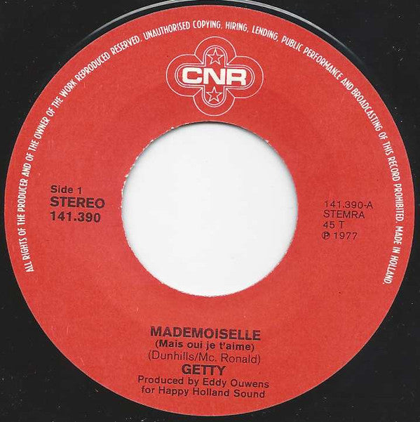 Getty Kaspers : Mademoiselle (Mais Oui Je T'Aime) (7", Single)