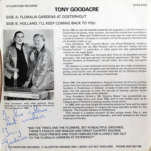 Tony Goodacre : The Floralia Gardens At Oosterhout (7")