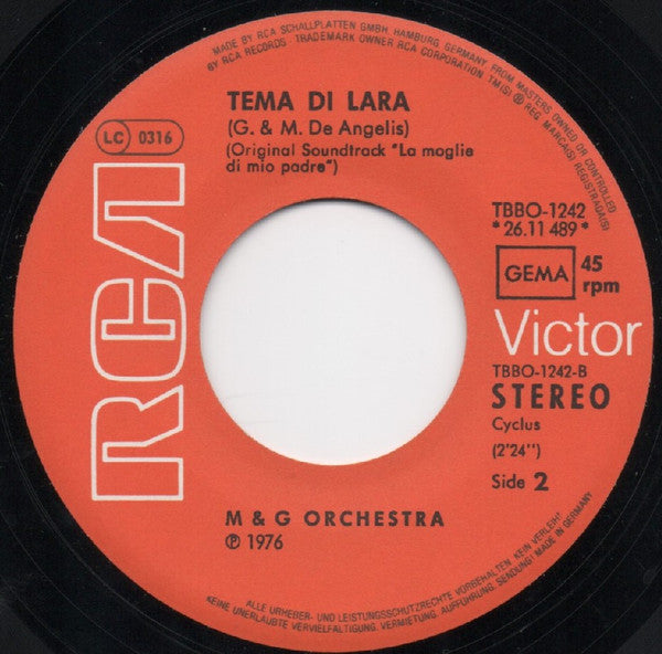 Oliver Onions / M & G Orchestra* : Orzowei / Tema Di Lara (7", Single)