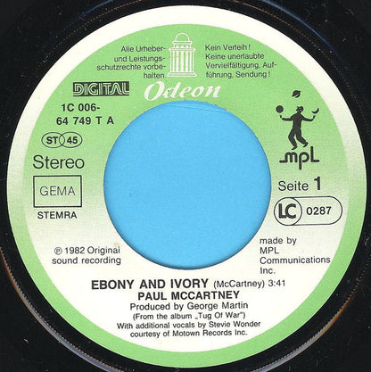 Paul McCartney : Ebony And Ivory (7", Single)