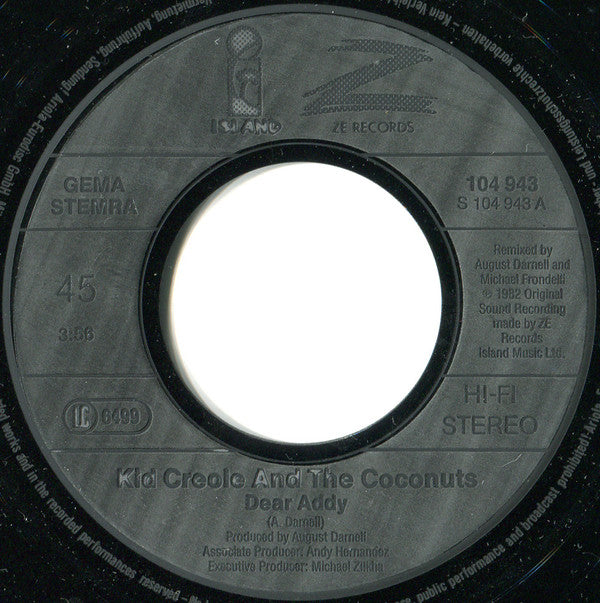 Kid Creole And The Coconuts : Dear Addy (7", Single)