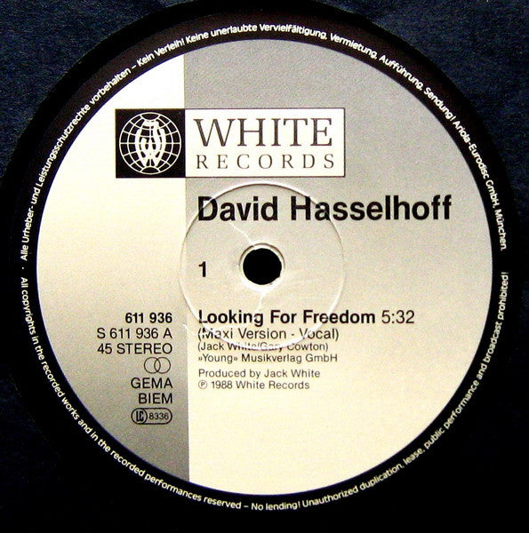 David Hasselhoff : Looking For Freedom (12", Maxi)