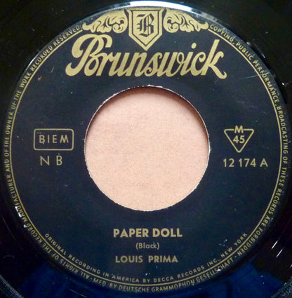 Louis Prima : Paper Doll / Until Sunrise (7", Single)