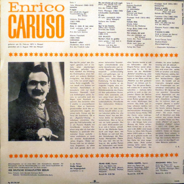 Enrico Caruso : Enrico Caruso Tenor (LP, Comp)