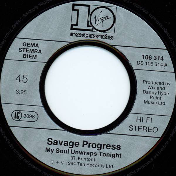 Savage Progress : My Soul Unwraps Tonight (7", Single)