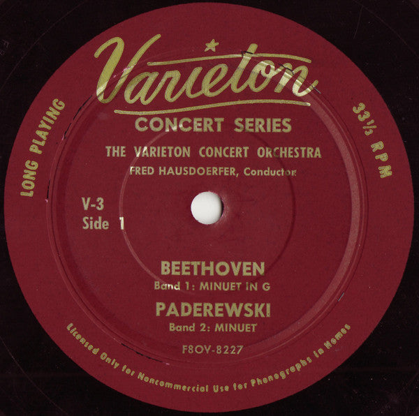 Ludwig van Beethoven / Ignacy Jan Paderewski / Luigi Boccherini, The Varieton Concert Orchestra, Fred Hausdörfer : Menuett In G-Dur / Menuett / Menuett Nr. I Und 2 (7", Club)