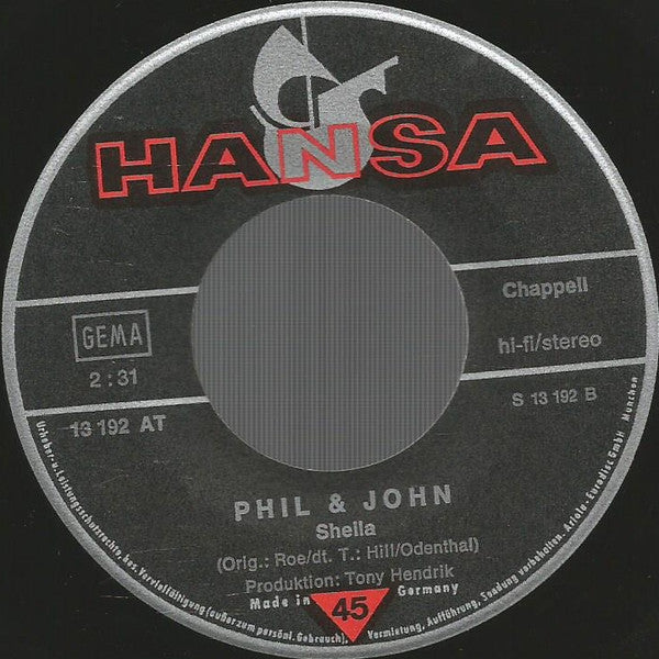 Phil & John : Hello Martina / Sheila (7", Single)