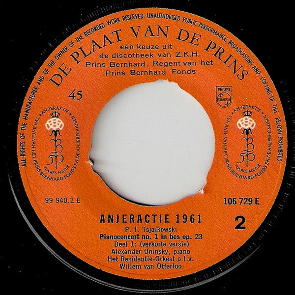 Z.K.H. Prins Bernhard, Various : De Plaat Van De Prins - Anjeractie 1961 (7")