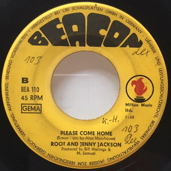 Root Jackson & Jenny Jackson (2) : Lean On Me / Please Come Home (7")