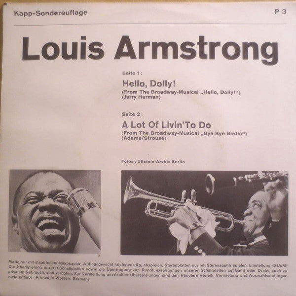 Louis Armstrong : Hello, Dolly! / A Lot Of Livin' To Do (7", Single, Club)