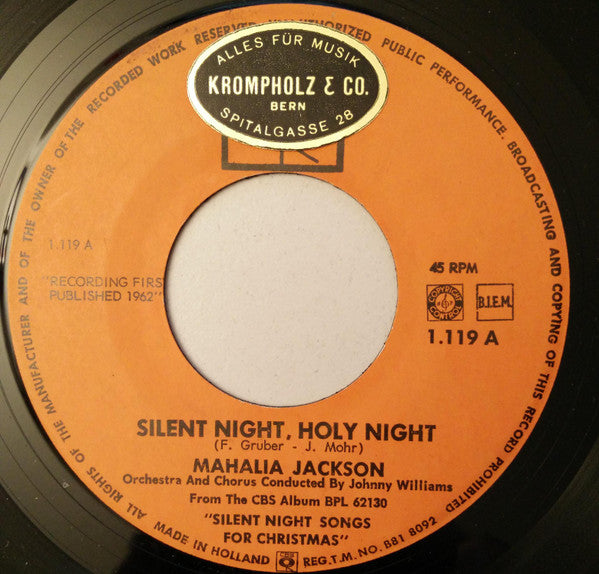 Mahalia Jackson : Silent Night, Holy Night (7", Single)