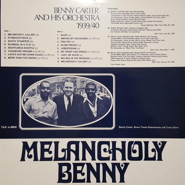 Benny Carter And His Orchestra : Melancholy Benny (LP, Comp)