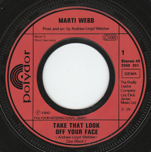 Marti Webb : Take That Look Off Your Face (7", Single)