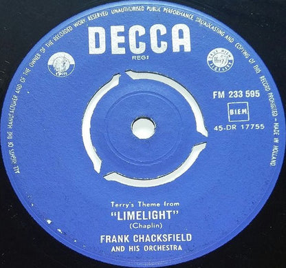 Frank Chacksfield & His Orchestra : Terry's Theme From "Limelight" (7", RE)