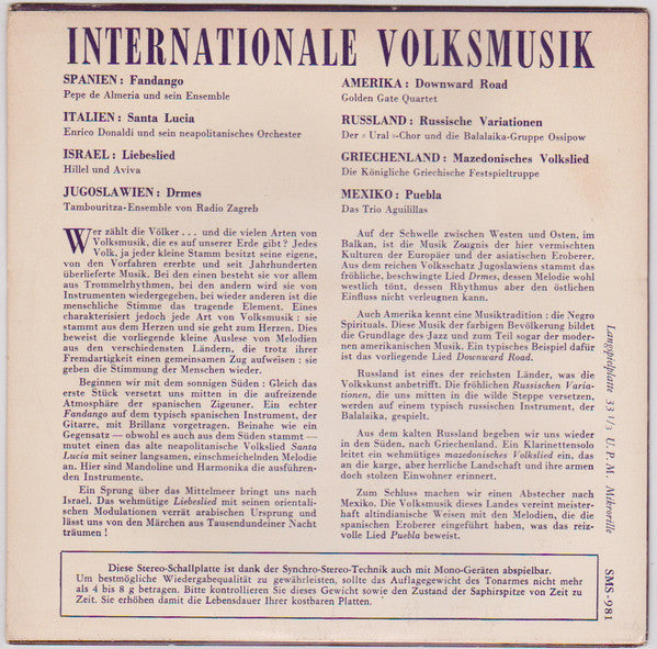 Various : Internationale Volksmusik (7")