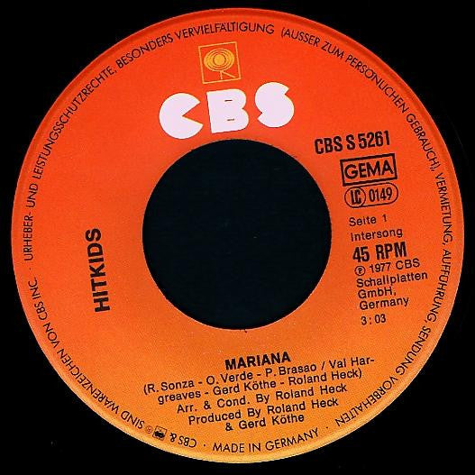 Hit Kids, Ricky King & Denny Blue : Mariana (7", Single)