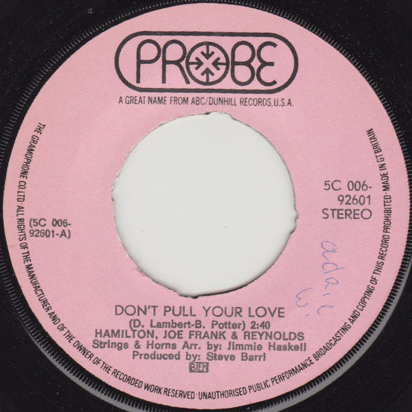 Hamilton, Joe Frank & Reynolds : Don't Pull Your Love / Funk-In-Wagnal (7", Single, Red)