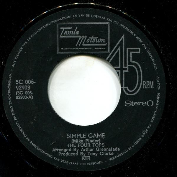 Four Tops : Simple Game (7", Single, Pur)