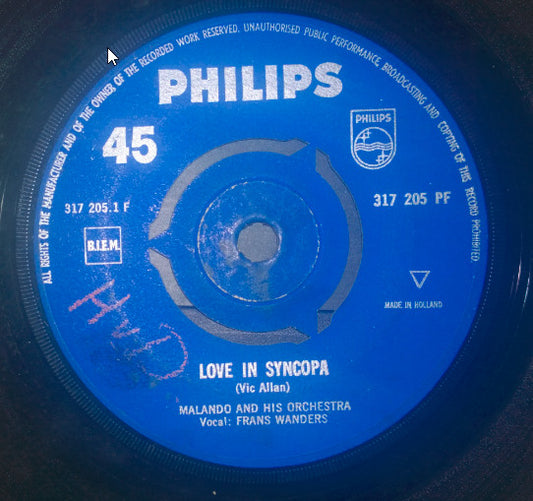 Malando And His Tango Orchestra : Love In Syncopa / Adios Pampa Mía (7", Single)