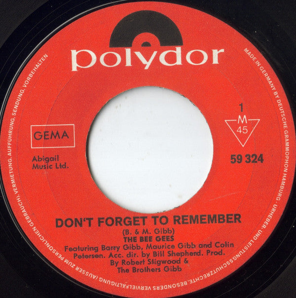 Bee Gees : Don't Forget To Remember  (7", Single, Mono)