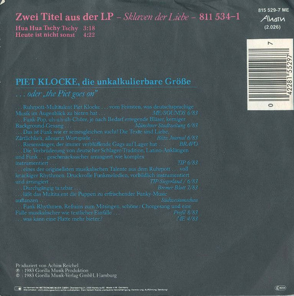 Piet Klocke : Hua Hua Tschy Tschy (7", Single)