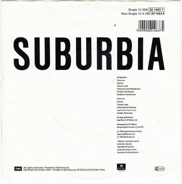 Pet Shop Boys : Suburbia (7", Single)