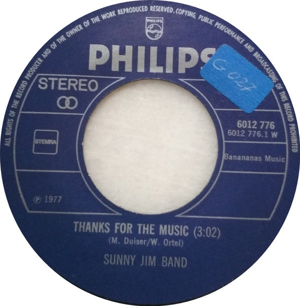 Sunny Jim Band : Thanks For The Music (7")