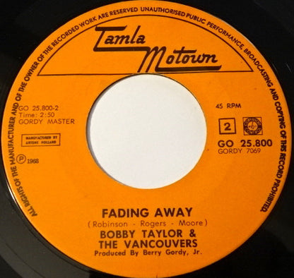 Bobby Taylor & The Vancouvers : Does Your Mama Know About Me / Fading Away (7", Single)