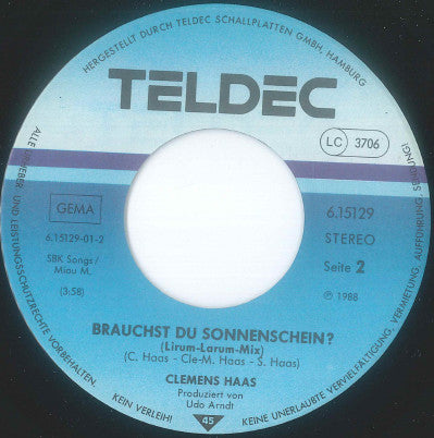 Clemens Haas : Brauchst Du Sonnenschein? (7", Single)