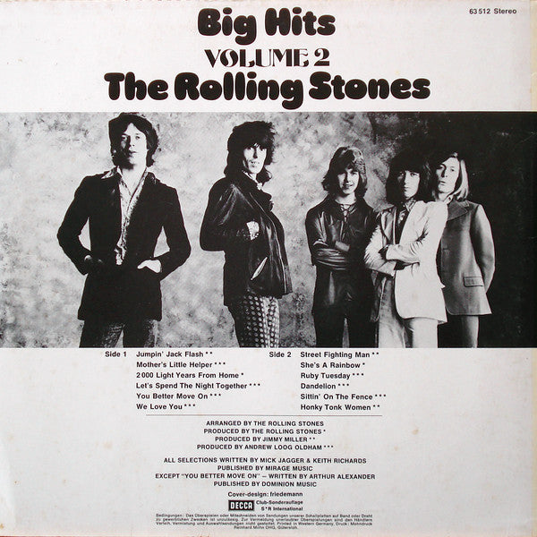 The Rolling Stones : Big Hits Volume 2 (LP, Comp, Club, RE)