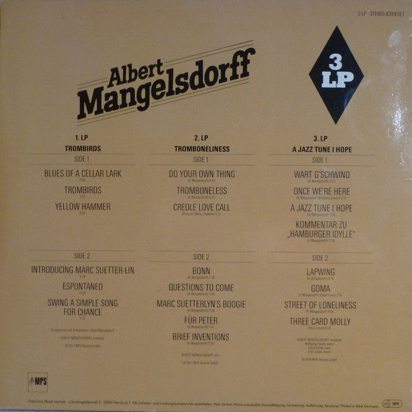 Albert Mangelsdorff : 3 LP (Trombirds / Tromboneliness / A Jazz Tune I Hope) (3xLP, Comp)