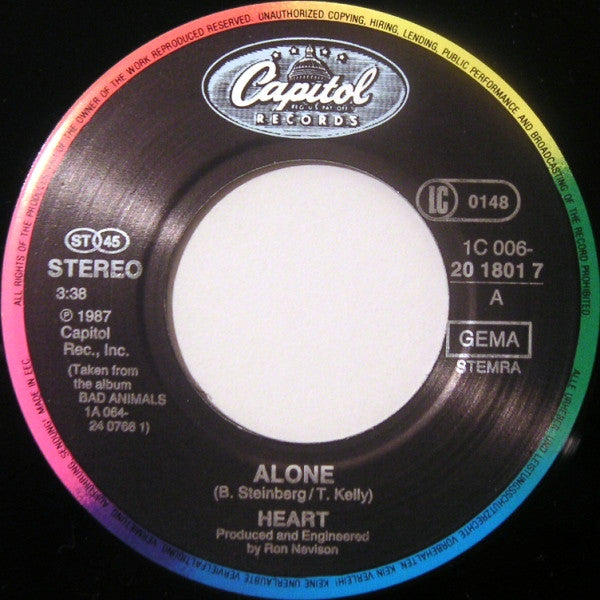 Heart : Alone (7", Single)