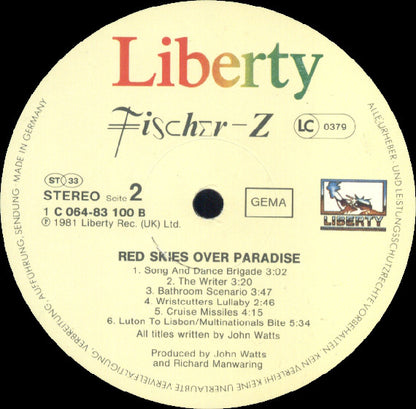 Fischer-Z : Red Skies Over Paradise (LP, Album)