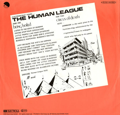 The Human League : Being Boiled / Circus Of Death (12", Maxi)