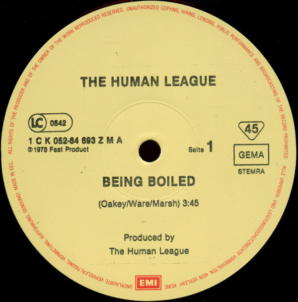 The Human League : Being Boiled / Circus Of Death (12", Maxi)