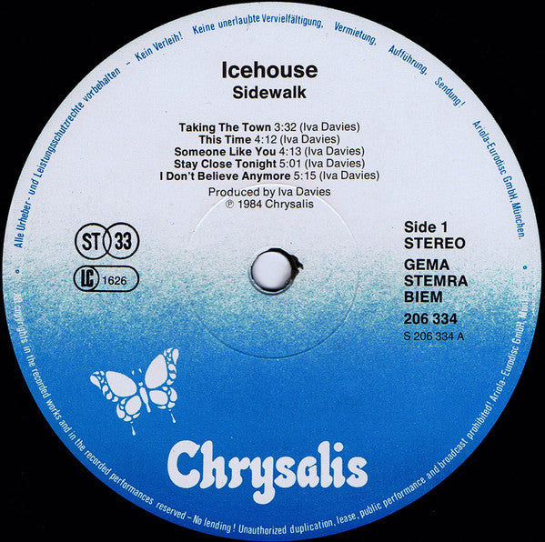 Icehouse : Sidewalk (LP, Album)