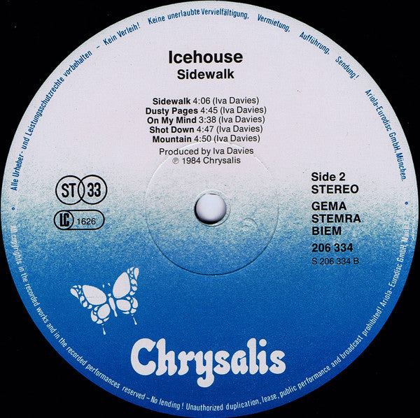 Icehouse : Sidewalk (LP, Album)