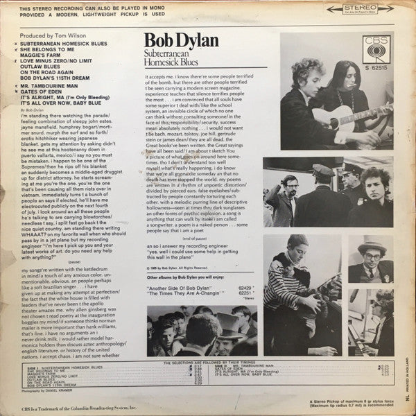 Bob Dylan : Subterranean Homesick Blues (LP, Album)