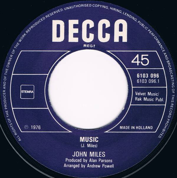 John Miles : Music (7", Single)