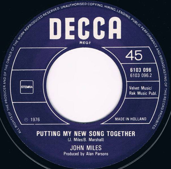 John Miles : Music (7", Single)