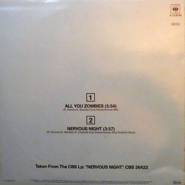 The Hooters : All You Zombies / Nervous Night (12", Maxi)