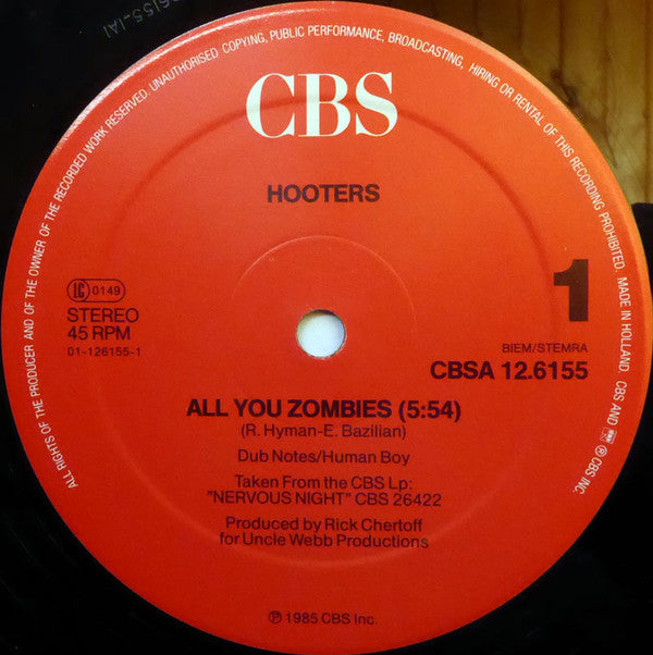 The Hooters : All You Zombies / Nervous Night (12", Maxi)