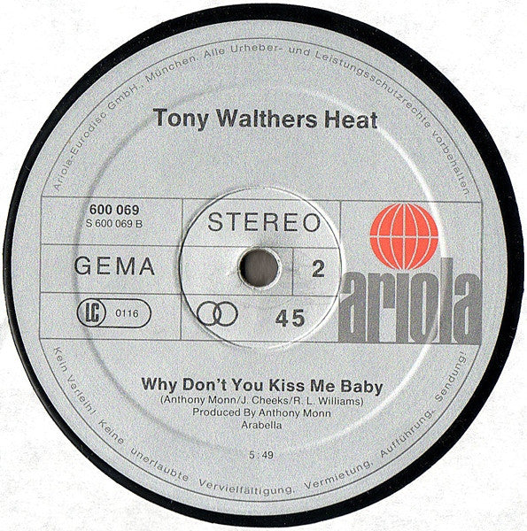 Tony Walthers Heat : 1, 2, 3 (One Two Three) (12", Maxi)