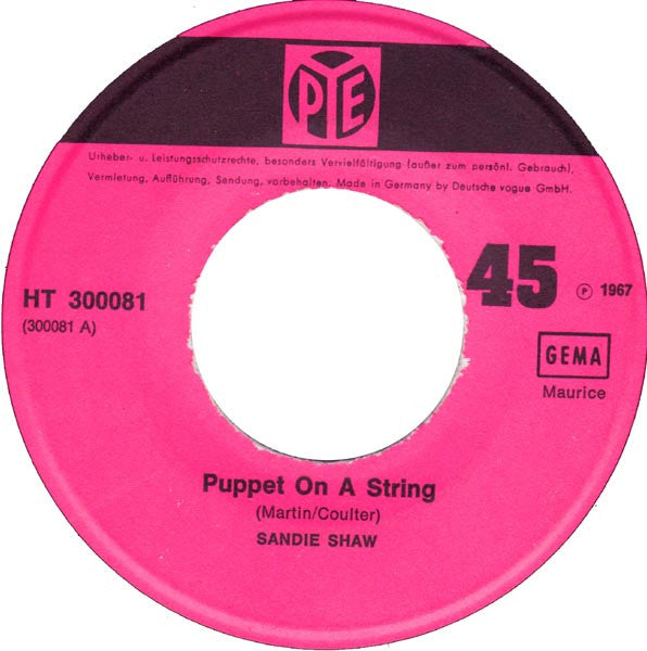 Sandie Shaw : Puppet On A String (7", Single, Mono)