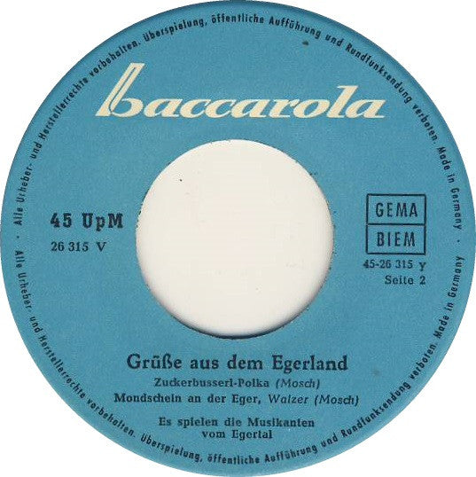 Ernst Mosch Und Seine Original Egerländer Musikanten : Grüße Aus Dem Egerland (7", EP)