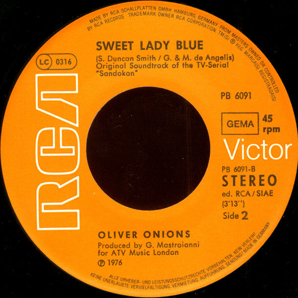 Oliver Onions : Sandokan  (7", Single)