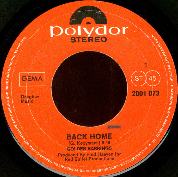 Golden Earring : Back Home (7", Single)