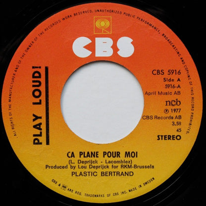 Plastic Bertrand : Ca Plane Pour Moi / Pogo Pogo (7", Single)