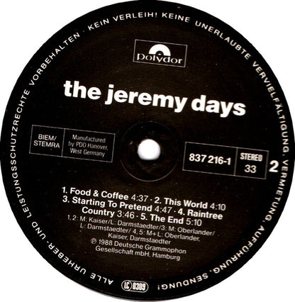 The Jeremy Days : The Jeremy Days (LP, Album, Bla)