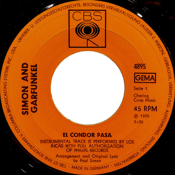 Simon & Garfunkel : El Condor Pasa (7", Single)